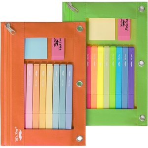 image:imageMr Pen Pencil Pouch for 3 Ring Binder 2 Pack 10x675 Smooth Zipper  Clear Window Large Capacity Pencil Case with 3 Reinforced Grommets for School Office Supplies StorageGreen and Orange