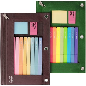 image:imageMr Pen Pencil Pouch for 3 Ring Binder 2 Pack 10x675 Smooth Zipper  Clear Window Large Capacity Pencil Case with 3 Reinforced Grommets for School Office Supplies StorageDark Green and Brown