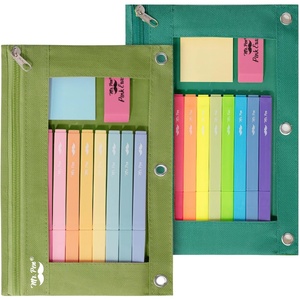 image:imageMr Pen Pencil Pouch for 3 Ring Binder 2 Pack 10x675 Smooth Zipper  Clear Window Large Capacity Pencil Case with 3 Reinforced Grommets for School Office Supplies StorageGreen Shades
