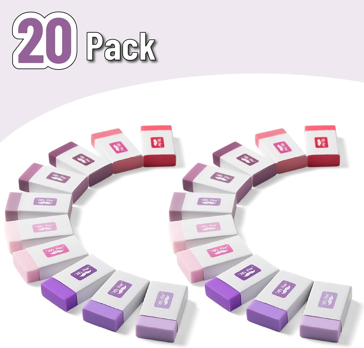 image:imageMr Pen Erasers 20 Pack Large Block Erasers for School No Smudge  Erasers for Pencils Mr Pen Erasers Erasers for School Large Eraser Vintage symphonyDream Pastel