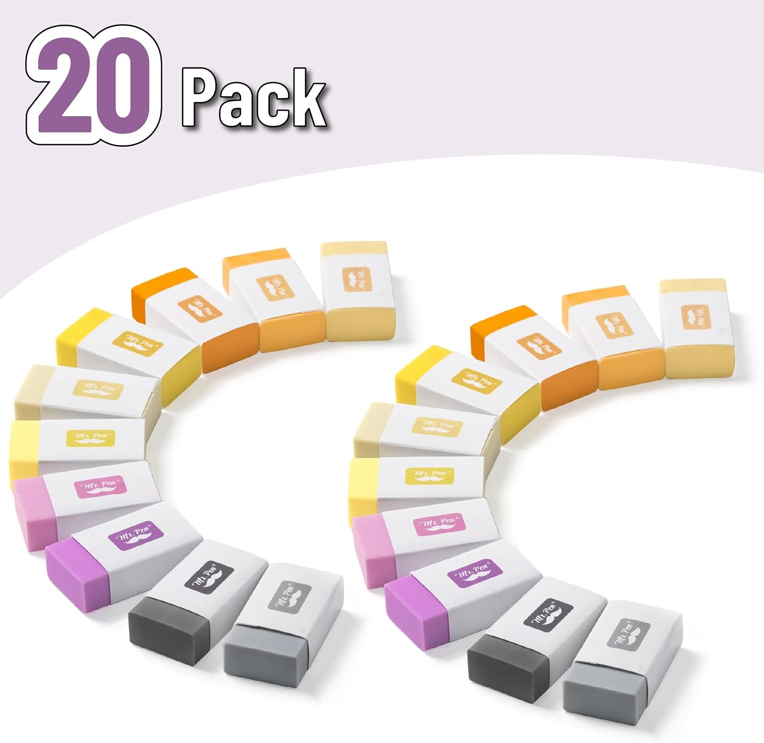 image:imageMr Pen Erasers 20 Pack Large Block Erasers for School No Smudge  Erasers for Pencils Mr Pen Erasers Erasers for School Large Eraser Vintage symphonySunset Harmony