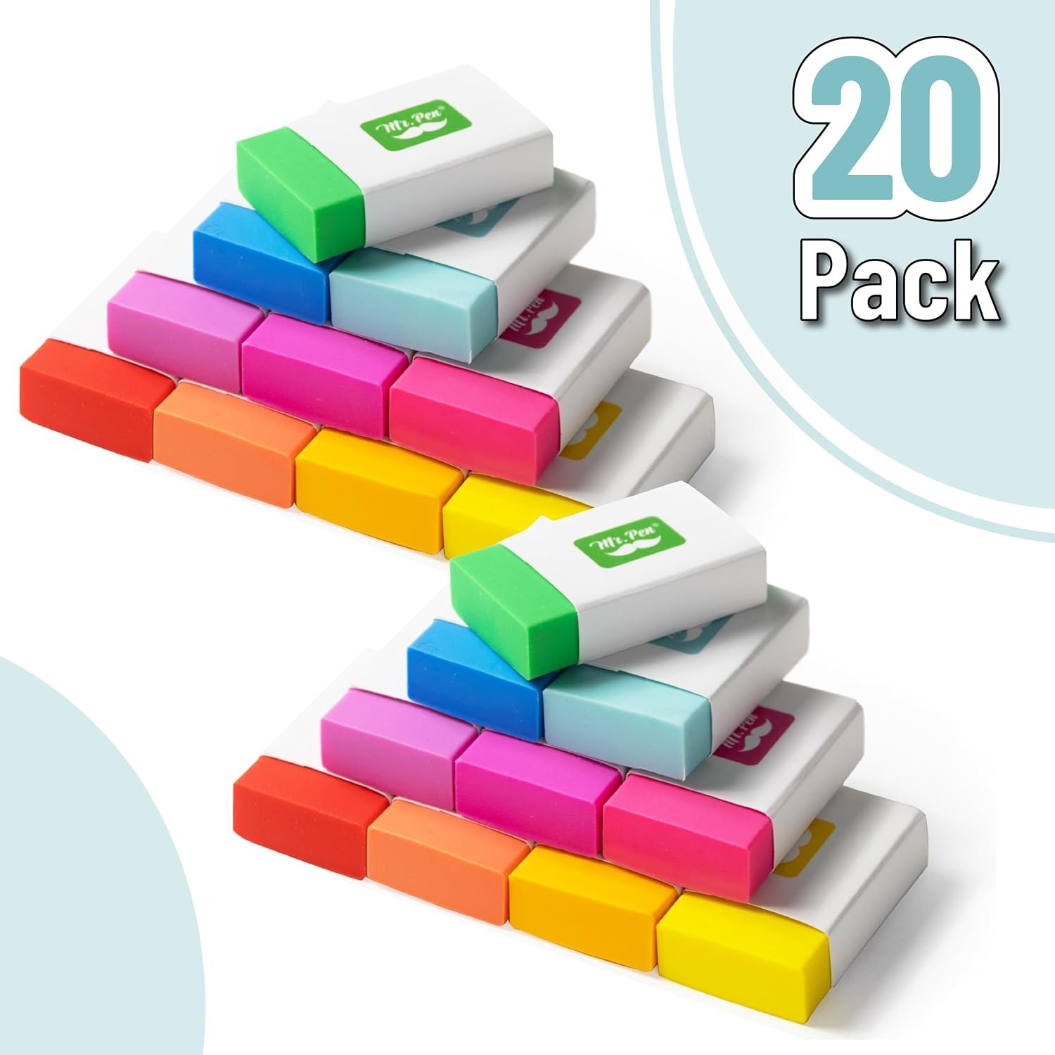 image:imageMr Pen Erasers 20 Pack Large Block Erasers for School No Smudge  Erasers for Pencils Mr Pen Erasers Erasers for School Large Eraser Vintage symphonyVivid Joy