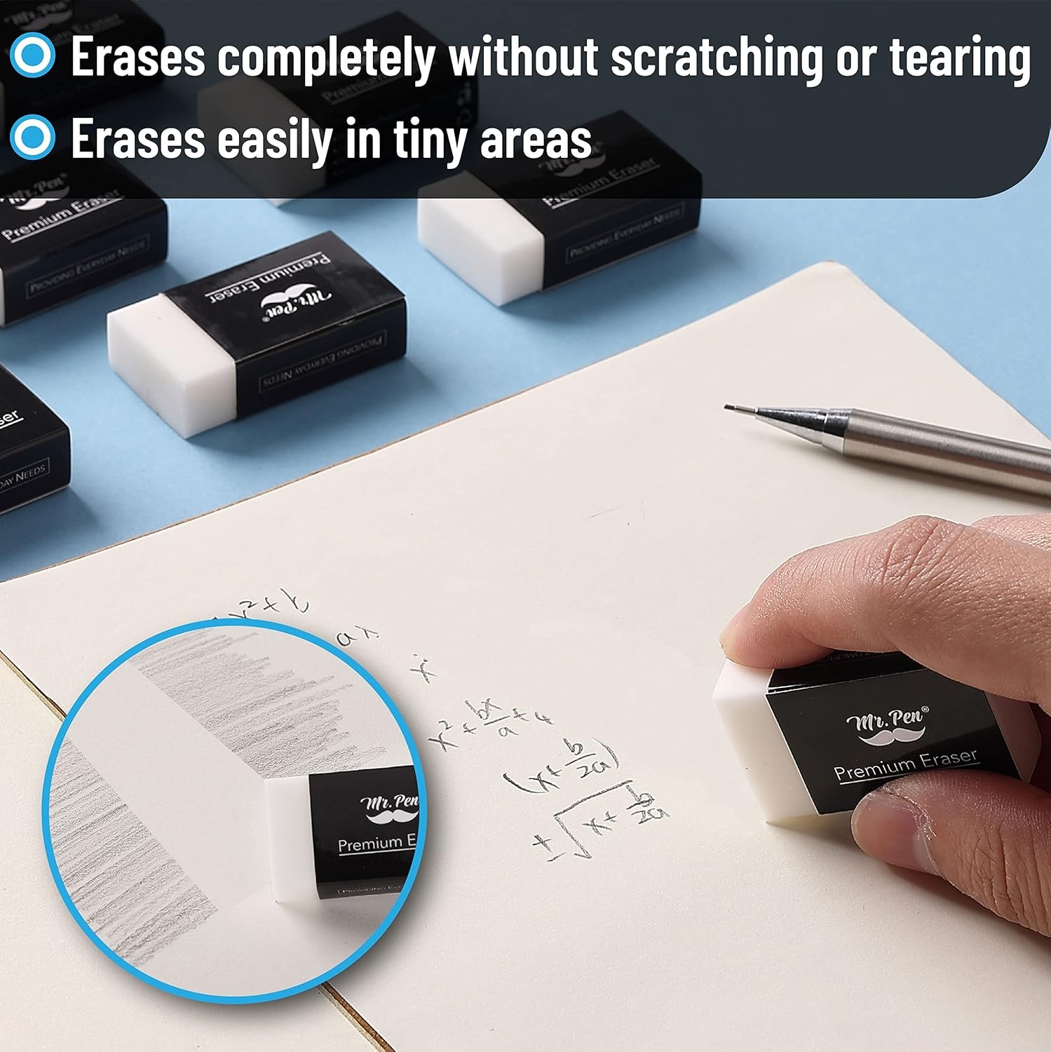 image:imageMr Pen Erasers 20 Pack Large Block Erasers for School No Smudge  Erasers for Pencils Mr Pen Erasers Erasers for School Large Eraser Vintage symphonyWhite