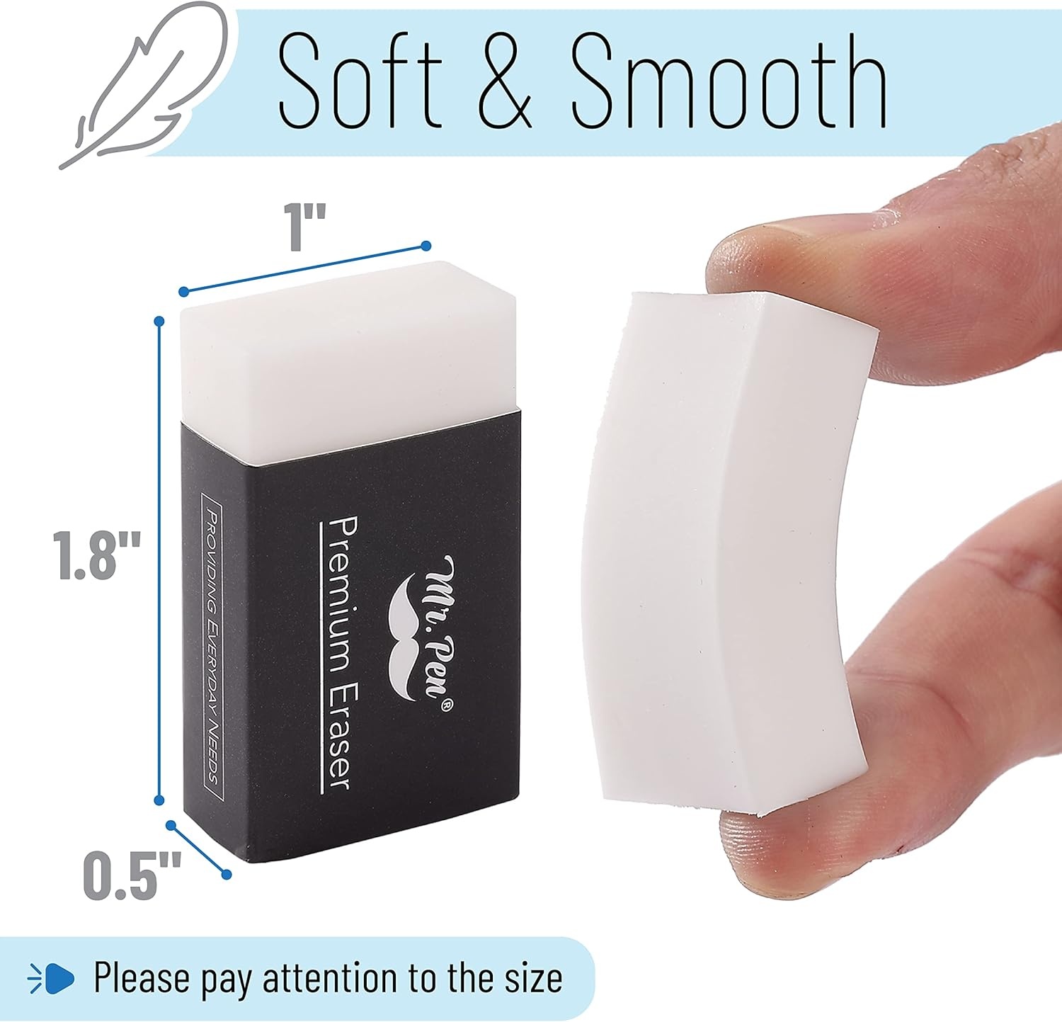 image:imageMr Pen Erasers 20 Pack Large Block Erasers for School No Smudge  Erasers for Pencils Mr Pen Erasers Erasers for School Large Eraser Vintage symphonyWhite