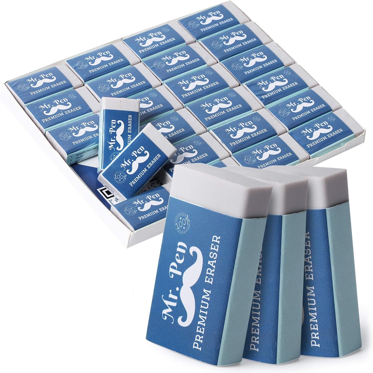image:imageMr Pen Erasers 20 Pack Large Block Erasers for School No Smudge  Erasers for Pencils Mr Pen Erasers Erasers for School Large Eraser Vintage symphonyWhite