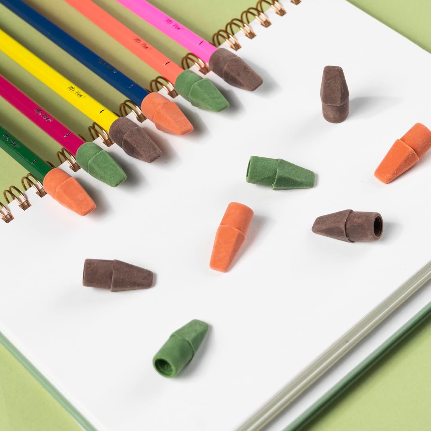 image:imageMr Pen Erasers for Pencils 120 Pack Pencil Top Erasers Eraser Caps  Kids Cap Tops Topper Erasers Ereaser Natural Vintage colors