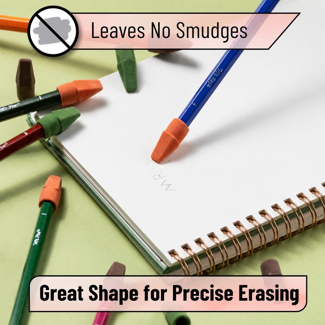 image:imageMr Pen Erasers for Pencils 120 Pack Pencil Top Erasers Eraser Caps  Kids Cap Tops Topper Erasers Ereaser Natural Vintage colors