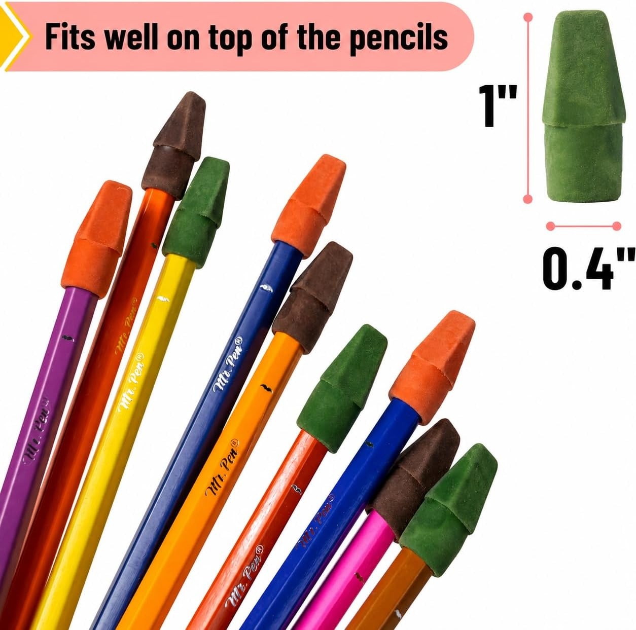 image:imageMr Pen Erasers for Pencils 120 Pack Pencil Top Erasers Eraser Caps  Kids Cap Tops Topper Erasers Ereaser Natural Vintage colors