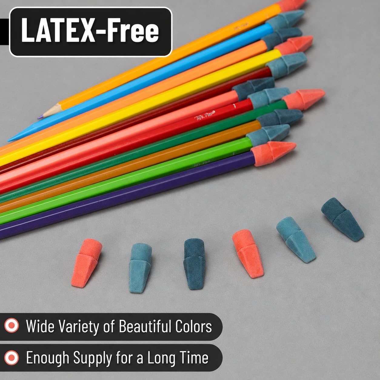 image:imageMr Pen Erasers for Pencils 120 Pack Pencil Top Erasers Eraser Caps  Kids Cap Tops Topper Erasers Ereaser Vintage colors