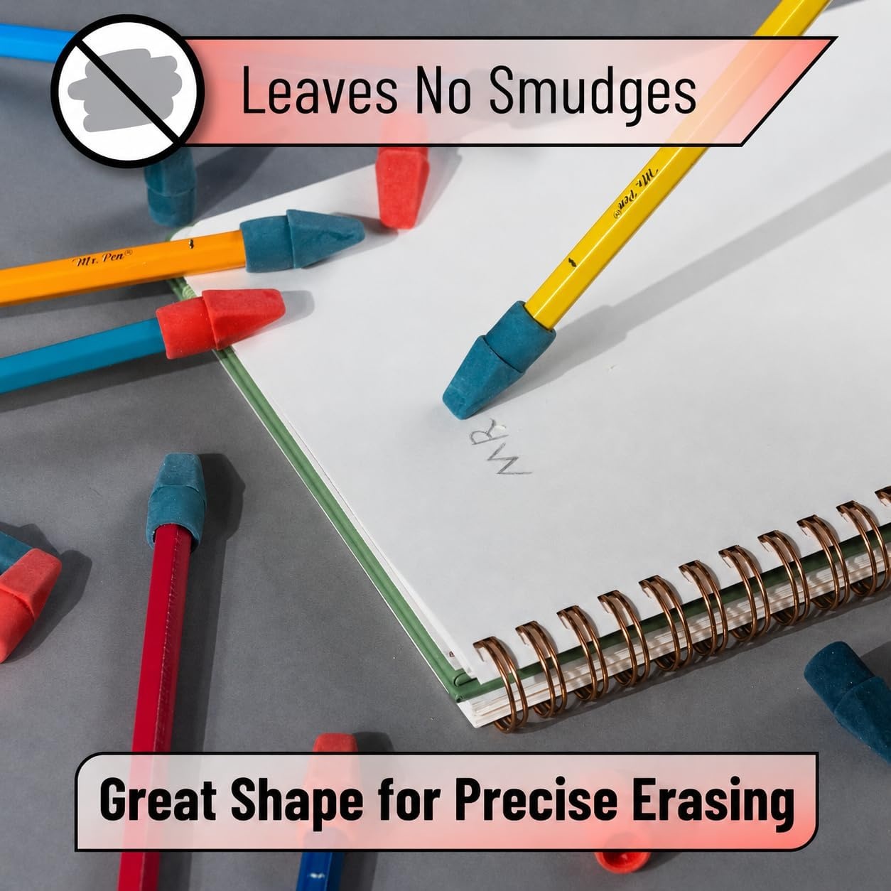 image:imageMr Pen Erasers for Pencils 120 Pack Pencil Top Erasers Eraser Caps  Kids Cap Tops Topper Erasers Ereaser Vintage colors