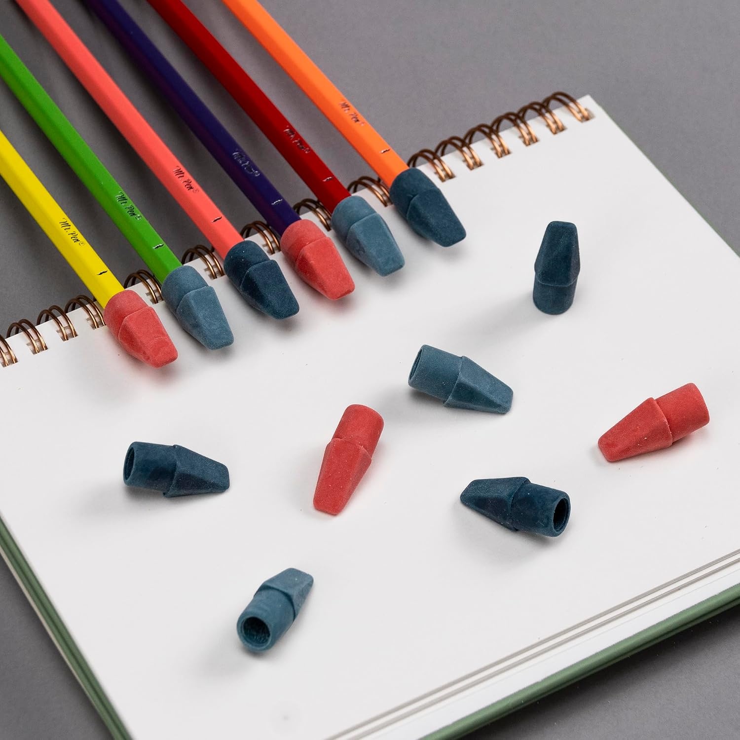 image:imageMr Pen Erasers for Pencils 120 Pack Pencil Top Erasers Eraser Caps  Kids Cap Tops Topper Erasers Ereaser Vintage colors