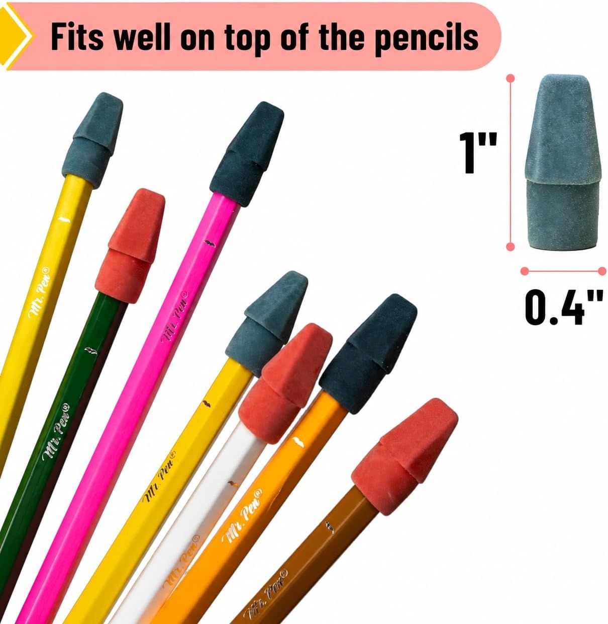 image:imageMr Pen Erasers for Pencils 120 Pack Pencil Top Erasers Eraser Caps  Kids Cap Tops Topper Erasers Ereaser Vintage colors