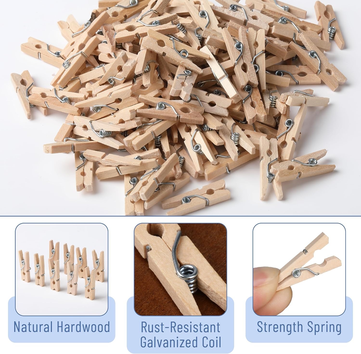 image:imageMr Pen Mini Wooden Clothes Pins for Photo 1 Inch 150 Pack  Small Clothespins with 10 Meter Jute Twine for Labeling Plants Gift Tags Tiny Crafts Photo Display DecorationWood