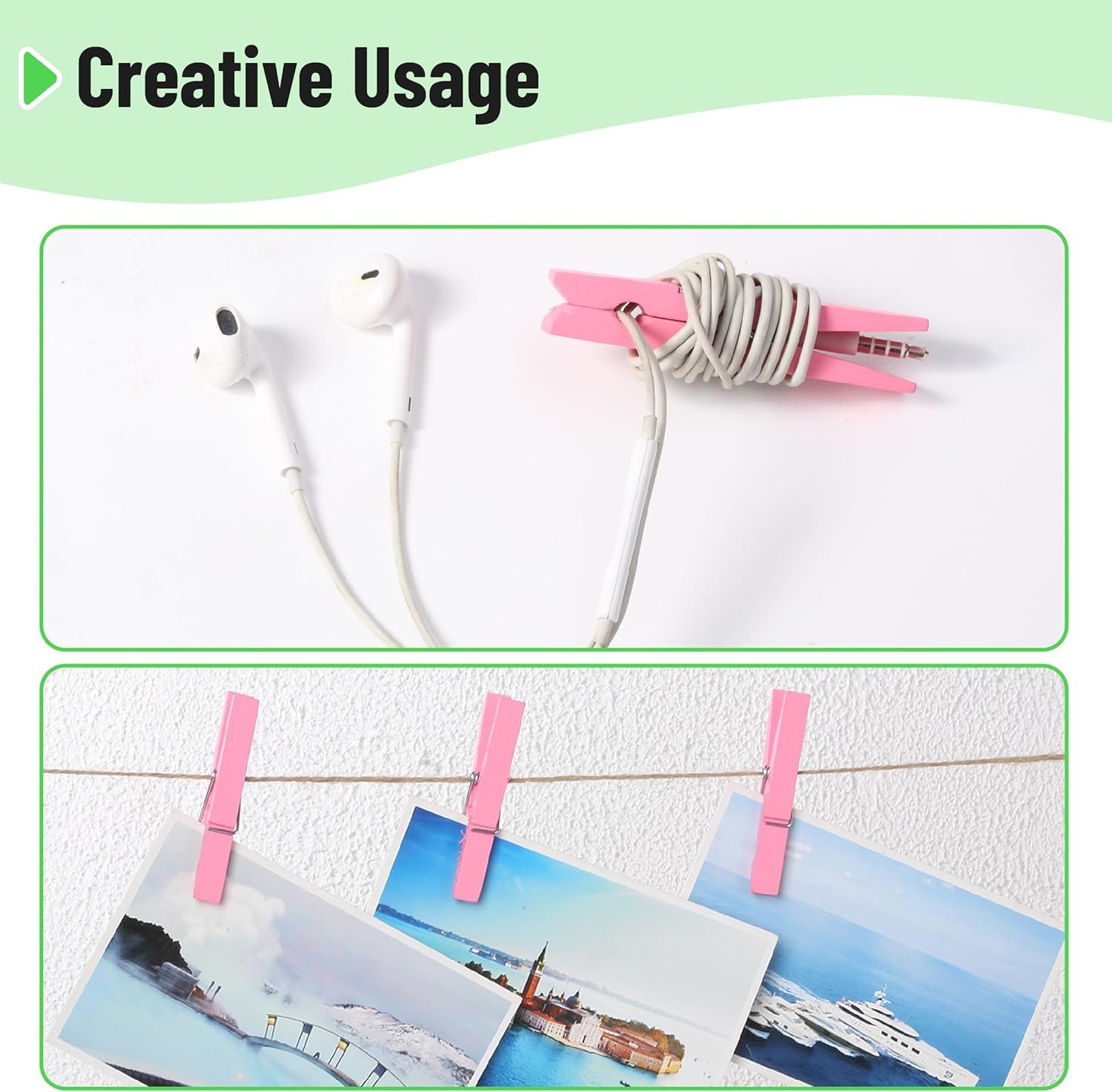 image:imageMr Pen Mini Wooden Clothes Pins for Photo 1 Inch 150 Pack  Small Clothespins with 10 Meter Jute Twine for Labeling Plants Gift Tags Tiny Crafts Photo Display DecorationPink