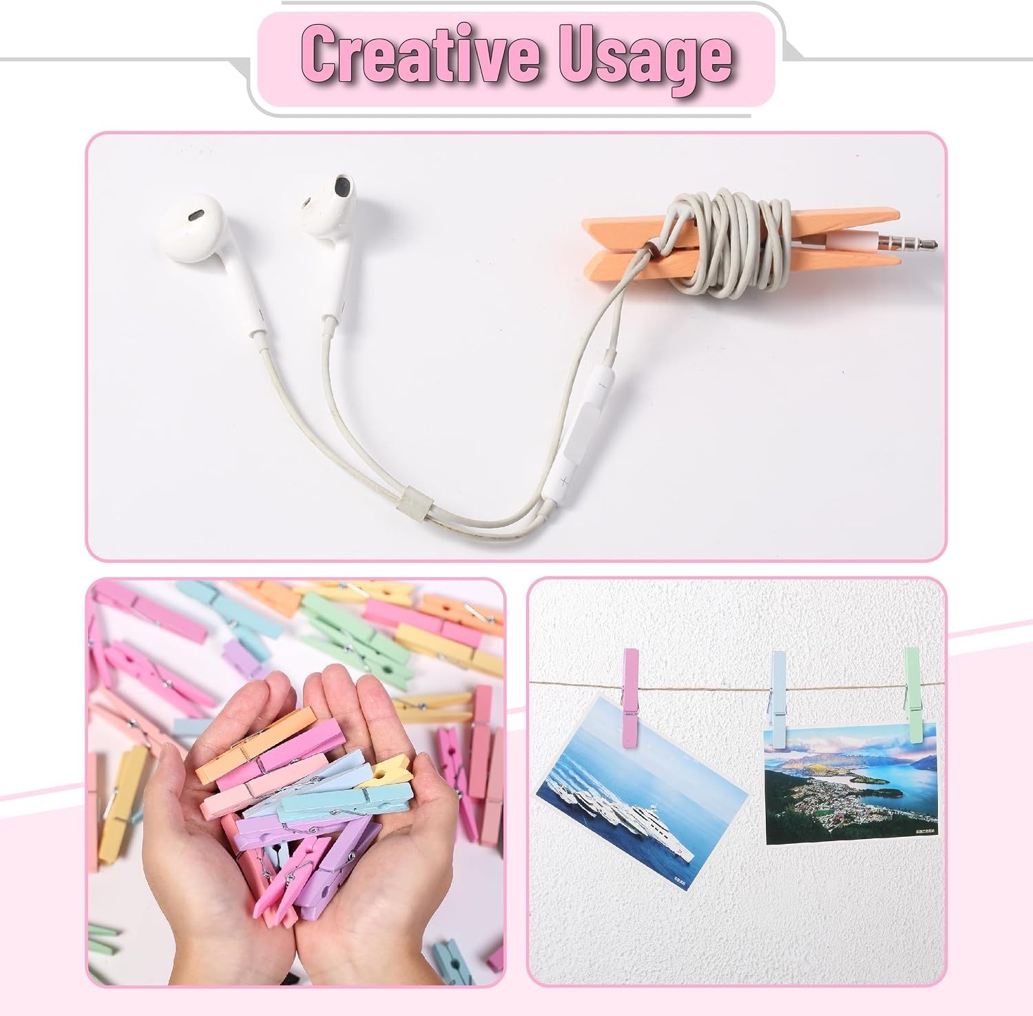 image:imageMr Pen Mini Wooden Clothes Pins for Photo 1 Inch 150 Pack  Small Clothespins with 10 Meter Jute Twine for Labeling Plants Gift Tags Tiny Crafts Photo Display DecorationPastel Colors