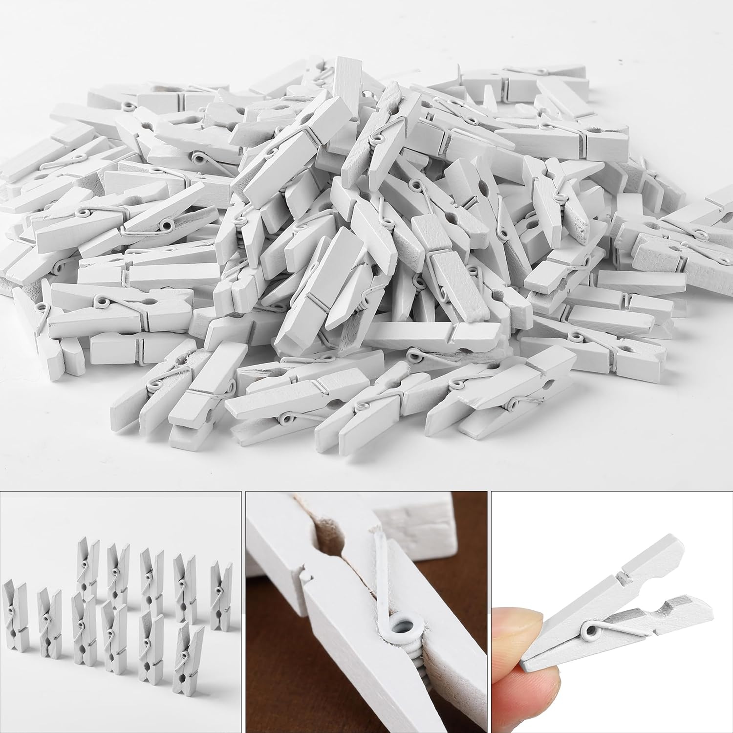 image:imageMr Pen Mini Wooden Clothes Pins for Photo 1 Inch 150 Pack  Small Clothespins with 10 Meter Jute Twine for Labeling Plants Gift Tags Tiny Crafts Photo Display DecorationWhite