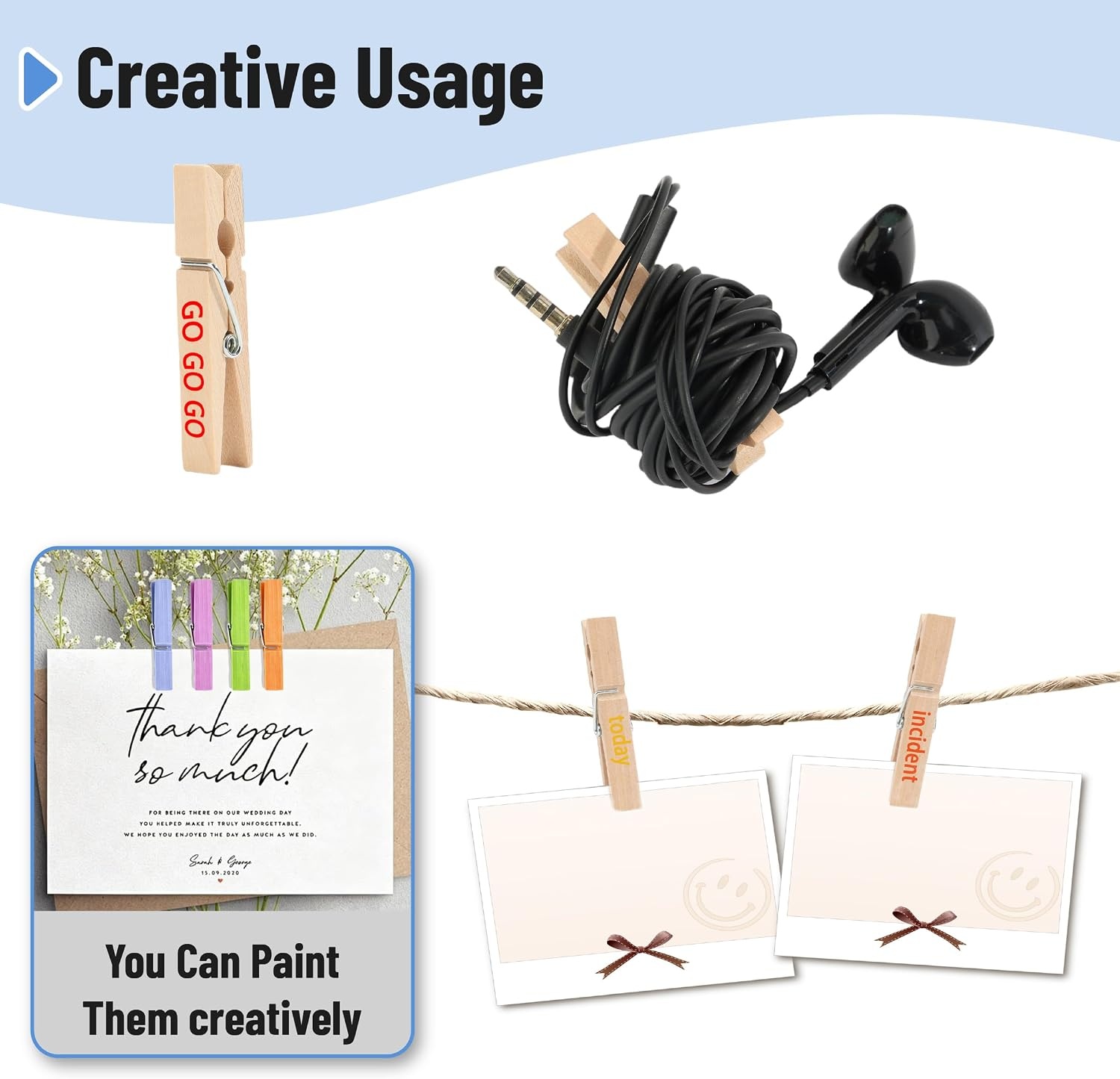 image:imageMr Pen Mini Wooden Clothes Pins for Photo 1 Inch 150 Pack  Small Clothespins with 10 Meter Jute Twine for Labeling Plants Gift Tags Tiny Crafts Photo Display DecorationWood