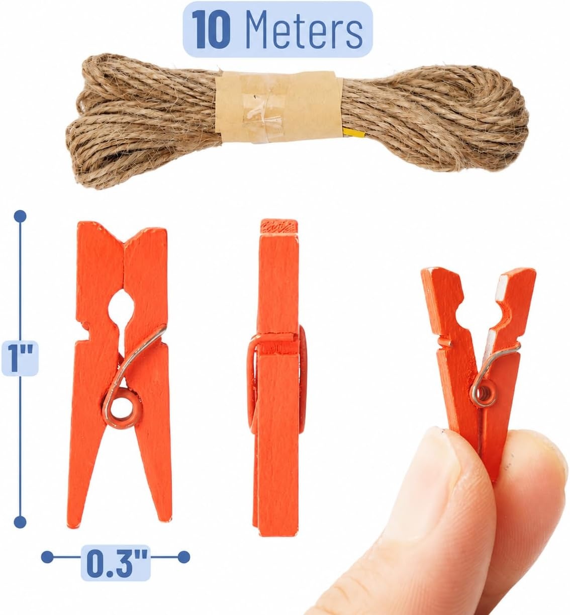 image:imageMr Pen Mini Wooden Clothes Pins for Photo 1 Inch 150 Pack  Small Clothespins with 10 Meter Jute Twine for Labeling Plants Gift Tags Tiny Crafts Photo Display DecorationAssorted Colors