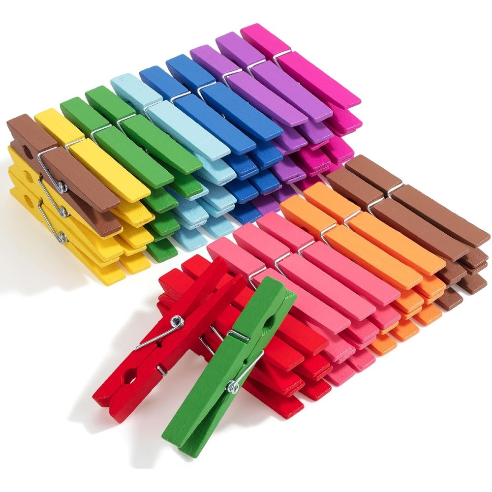 image:imageMr Pen Mini Wooden Clothes Pins for Photo 1 Inch 150 Pack  Small Clothespins with 10 Meter Jute Twine for Labeling Plants Gift Tags Tiny Crafts Photo Display DecorationBright Colors