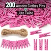 image:imageMr Pen Mini Wooden Clothes Pins for Photo 1 Inch 150 Pack  Small Clothespins with 10 Meter Jute Twine for Labeling Plants Gift Tags Tiny Crafts Photo Display DecorationPink
