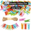 image:imageMr Pen Mini Wooden Clothes Pins for Photo 1 Inch 150 Pack  Small Clothespins with 10 Meter Jute Twine for Labeling Plants Gift Tags Tiny Crafts Photo Display DecorationAssorted Colors