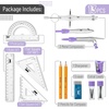image:imageMr Pen Geometry Set 13 pcs 3 Metal Compasses Protractor 6 Ruler  45 amp 3060 Set Squares Pencils Lead Refills Sharpener amp Eraser for Math Drafting amp Classroom UsePurple