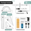 image:imageMr Pen Geometry Set 13 pcs 3 Metal Compasses Protractor 6 Ruler  45 amp 3060 Set Squares Pencils Lead Refills Sharpener amp Eraser for Math Drafting amp Classroom UseBlack