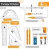 image:imageMr Pen Geometry Set 13 pcs 3 Metal Compasses Protractor 6 Ruler  45 amp 3060 Set Squares Pencils Lead Refills Sharpener amp Eraser for Math Drafting amp Classroom UseOrange