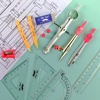 image:imageMr Pen Geometry Set 13 pcs 3 Metal Compasses Protractor 6 Ruler  45 amp 3060 Set Squares Pencils Lead Refills Sharpener amp Eraser for Math Drafting amp Classroom UsePink