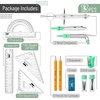image:imageMr Pen Geometry Set 13 pcs 3 Metal Compasses Protractor 6 Ruler  45 amp 3060 Set Squares Pencils Lead Refills Sharpener amp Eraser for Math Drafting amp Classroom UseMint Green