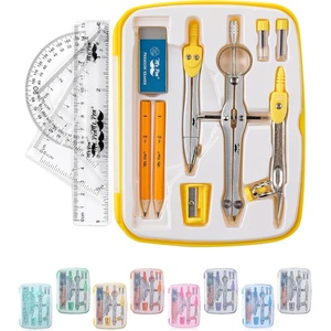 image:imageMr Pen Geometry Set 13 pcs 3 Metal Compasses Protractor 6 Ruler  45 amp 3060 Set Squares Pencils Lead Refills Sharpener amp Eraser for Math Drafting amp Classroom UseYellow