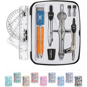 image:imageMr Pen Geometry Set 13 pcs 3 Metal Compasses Protractor 6 Ruler  45 amp 3060 Set Squares Pencils Lead Refills Sharpener amp Eraser for Math Drafting amp Classroom UseBlack