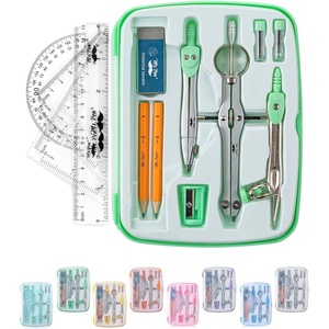 image:imageMr Pen Geometry Set 13 pcs 3 Metal Compasses Protractor 6 Ruler  45 amp 3060 Set Squares Pencils Lead Refills Sharpener amp Eraser for Math Drafting amp Classroom UseMint Green