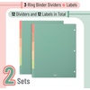 image:imageMr Pen 3 Ring Binder Dividers with Tabs 2 Sets 6 PackSet Letter Size  12 Pack Spring Colors Plastic 6 Tab Dividers for 3 Ring Binder with 12 pcs LabelsBoho