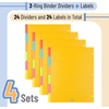image:imageMr Pen 3 Ring Binder Dividers with Tabs 2 Sets 6 PackSet Letter Size  12 Pack Spring Colors Plastic 6 Tab Dividers for 3 Ring Binder with 12 pcs LabelsBright