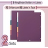 image:imageMr Pen 3 Ring Binder Dividers with Tabs 2 Sets 6 PackSet Letter Size  12 Pack Spring Colors Plastic 6 Tab Dividers for 3 Ring Binder with 12 pcs LabelsRetro