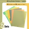 image:imageMr Pen 3 Ring Binder Dividers with Tabs 2 Sets 6 PackSet Letter Size  12 Pack Spring Colors Plastic 6 Tab Dividers for 3 Ring Binder with 12 pcs LabelsForest
