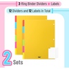 image:imageMr Pen 3 Ring Binder Dividers with Tabs 2 Sets 6 PackSet Letter Size  12 Pack Spring Colors Plastic 6 Tab Dividers for 3 Ring Binder with 12 pcs LabelsBright