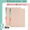 image:imageMr Pen 3 Ring Binder Dividers with Tabs 2 Sets 6 PackSet Letter Size  12 Pack Spring Colors Plastic 6 Tab Dividers for 3 Ring Binder with 12 pcs LabelsSpring