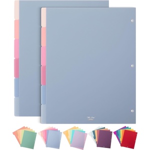image:imageMr Pen 3 Ring Binder Dividers with Tabs 2 Sets 6 PackSet Letter Size  12 Pack Spring Colors Plastic 6 Tab Dividers for 3 Ring Binder with 12 pcs LabelsMisty