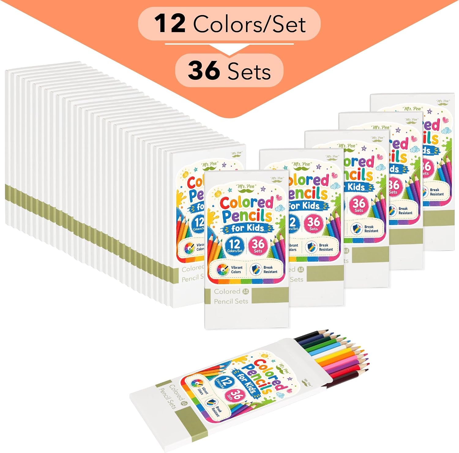 image:imageMr Pen Bulk Colored Pencils for Kids 12 ColorsSet 36 Sets Soft Core  PreSharpened Color Pencils Bulk for Adult Coloring Book Drawing Sketching Classroom Prizes Kids Party Favors36 Sets