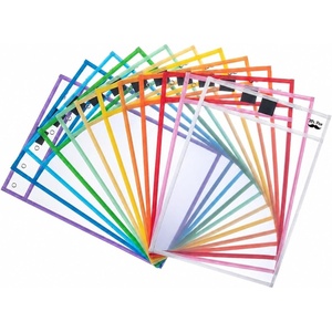 image:imageMr Pen Reusable Dry Erase Pocket Sleeves 10 x 14 12 Pack Black  Clear Plastic Sheet Protectors Teacher School Classroom SuppliesBright  Pastel Colors