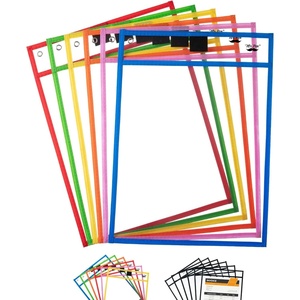 image:imageMr Pen Reusable Dry Erase Pocket Sleeves 10 x 14 12 Pack Black  Clear Plastic Sheet Protectors Teacher School Classroom SuppliesBright Colors