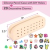 image:imageMr Pen Small Silicone Pencil Case with DIY Holes and 20 Decorative CharmsCream